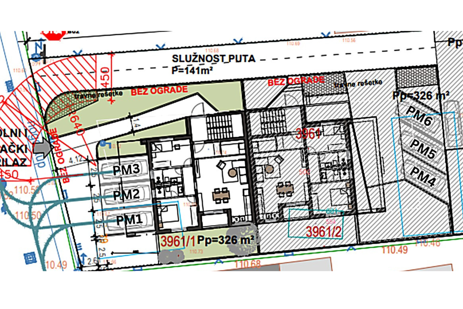 Situacijsko stanje i pripadajuće parkirno mjesto PM6 za stan K2S3